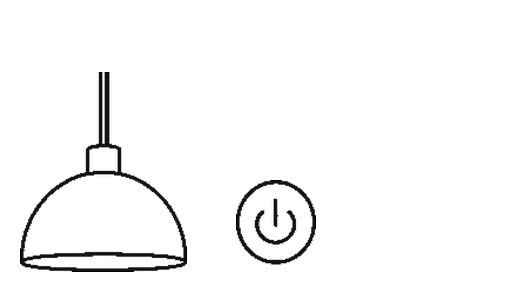 Line drawing of a waiting-room lamp and a power symbol.